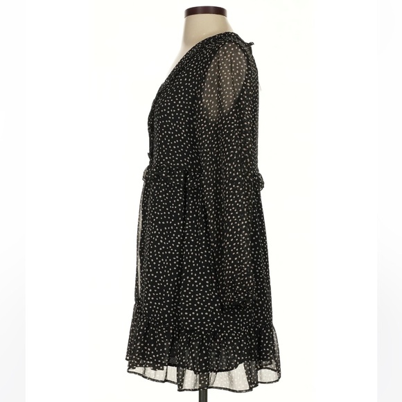 Zara Black Polka Dot Sheer Sleeve Mini Dress NEW - Picture 5 of 7